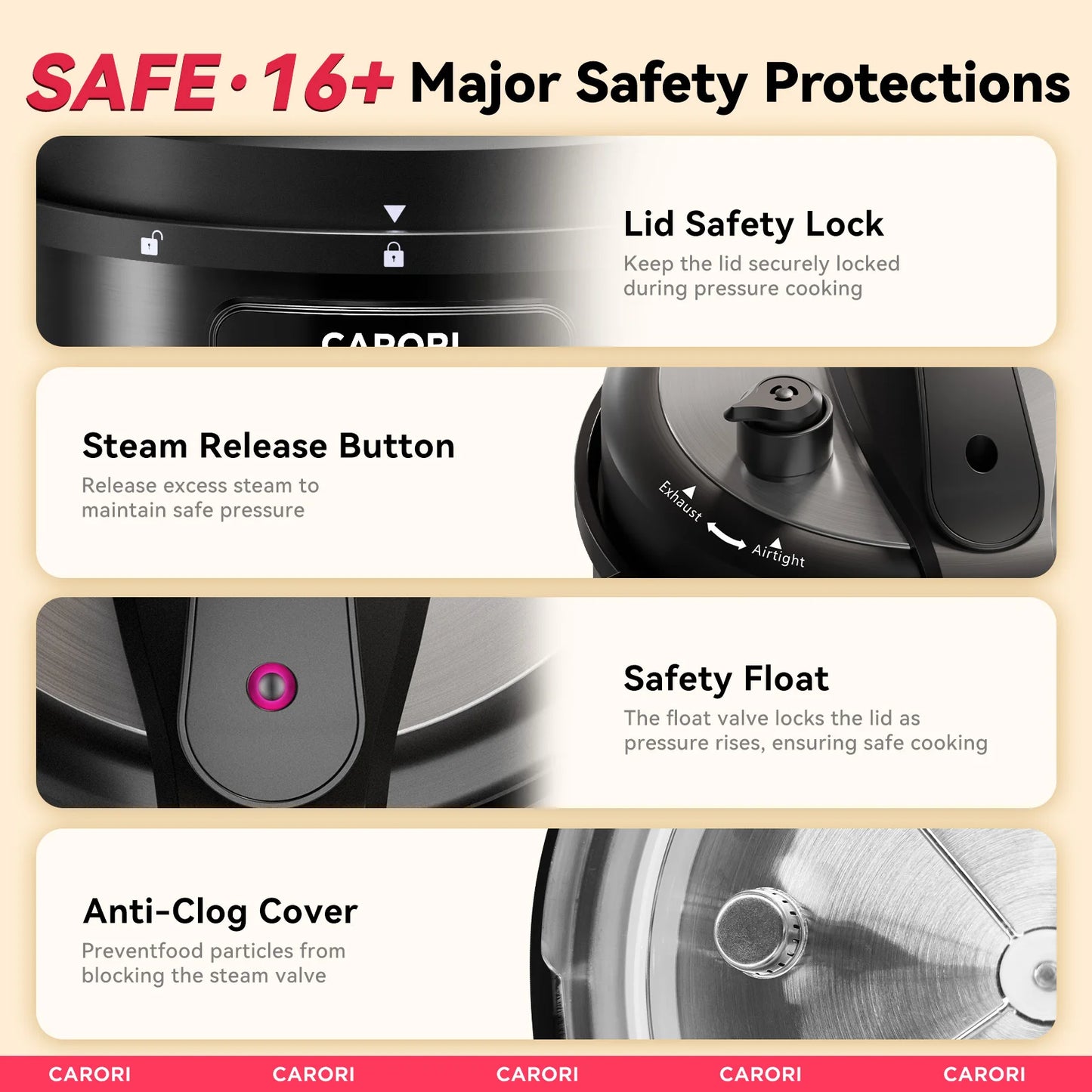 Carori 1200W 12In1 Electric Pressure Cooker Stainless Steel