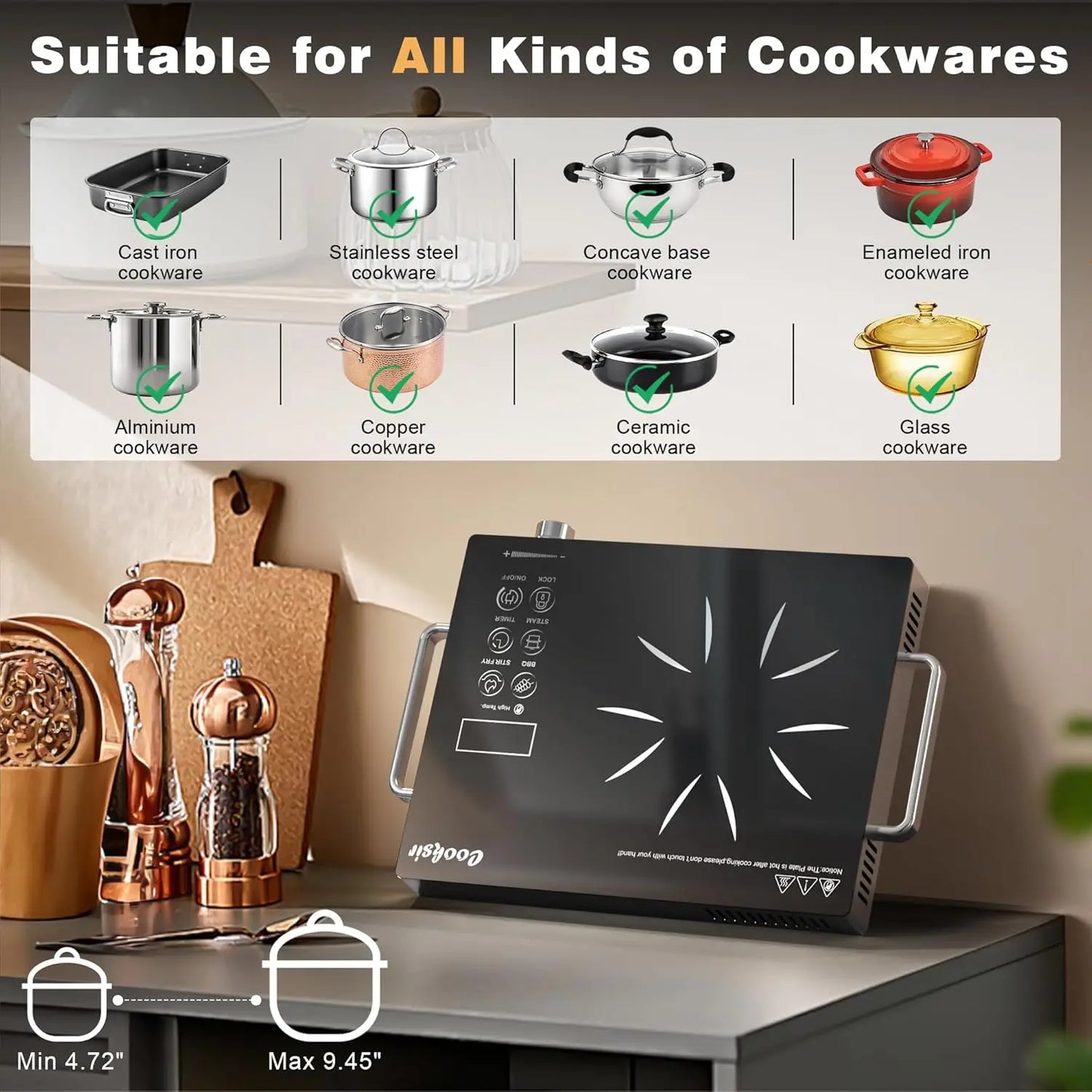 Cooksir Single Burner Electric Cooktop 1800W Portable Stove