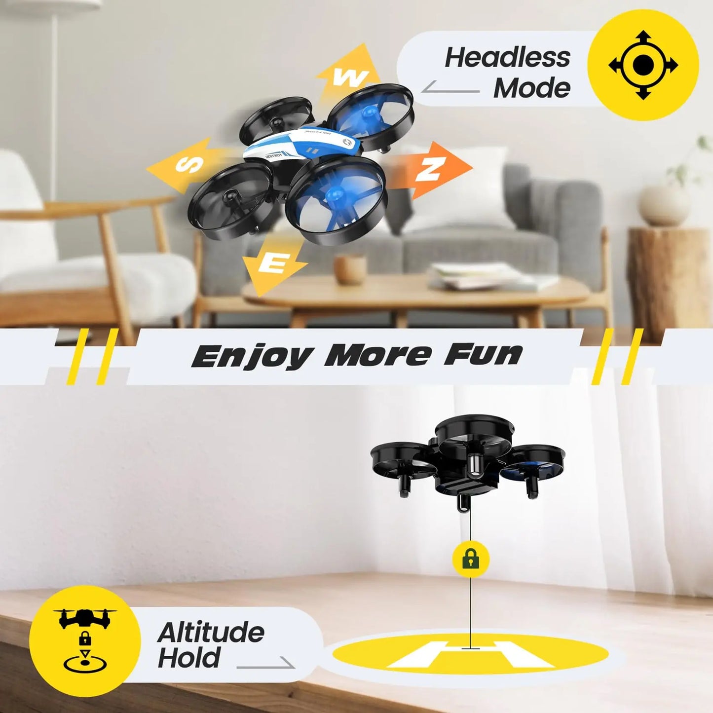 Holy Stone Nano Drone For Kids Indoor RC Quad 3 Batteries