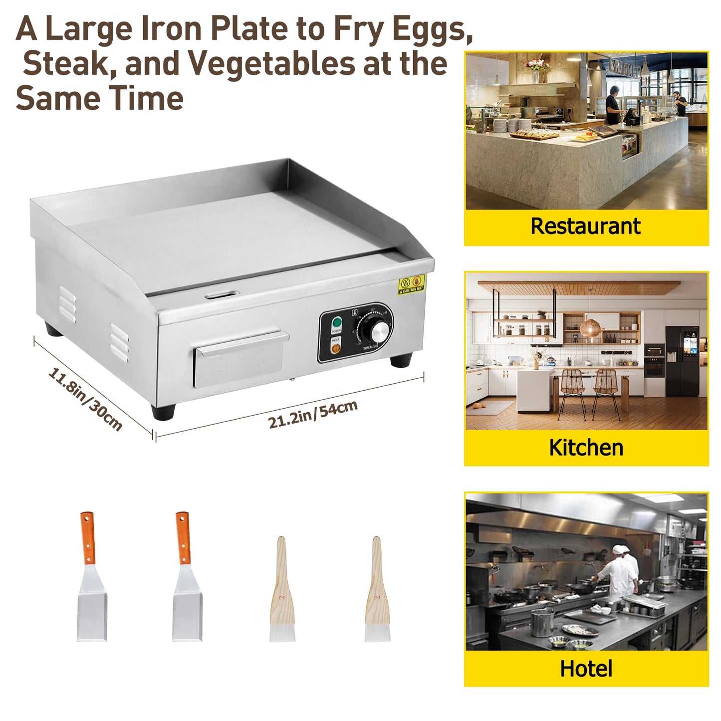 Adoolla 1500W 110V Commercial Electric Grill Teppanyaki Plate