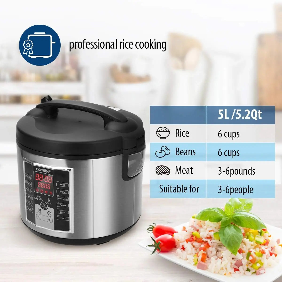 Iosn All-In-One 12-Program Multi Cooker Rice Slow Steamer Pot
