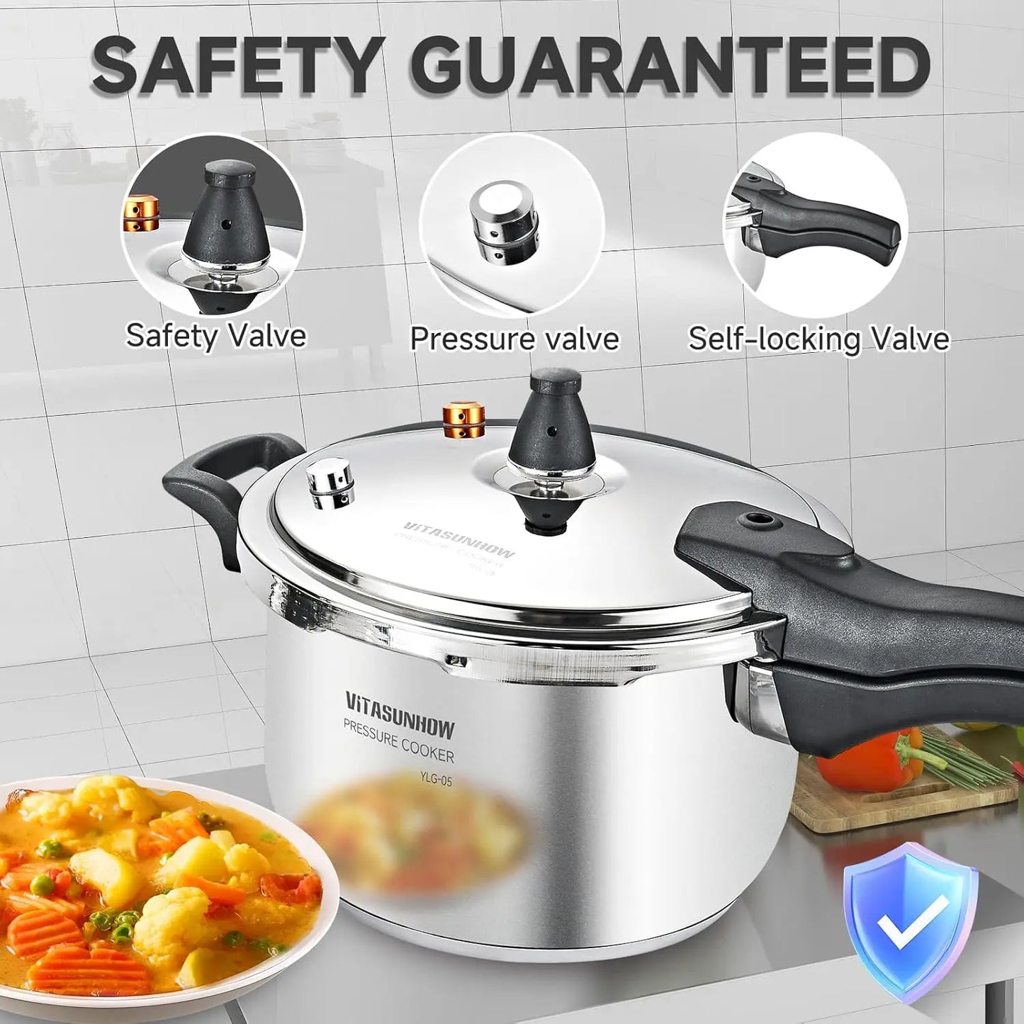 XMSJ Stainless Steel Pressure Cooker With Steamer Basket