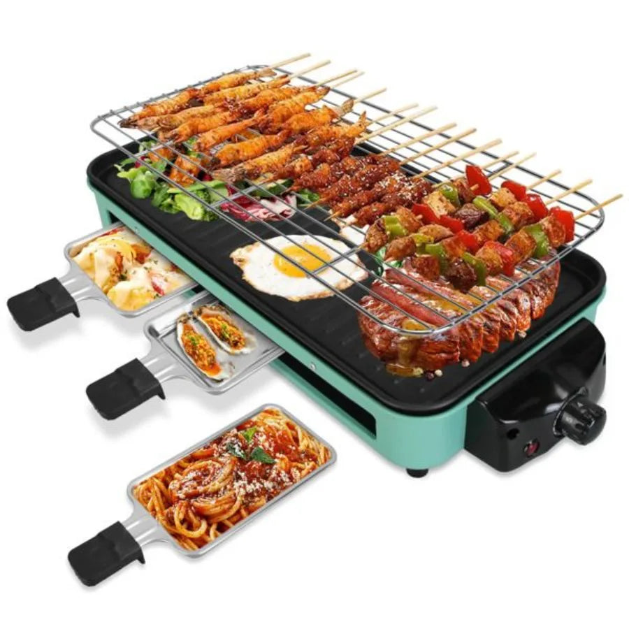 Hign Concerned 1500W Indoor Electric Grill 2 In 1 Nonstick