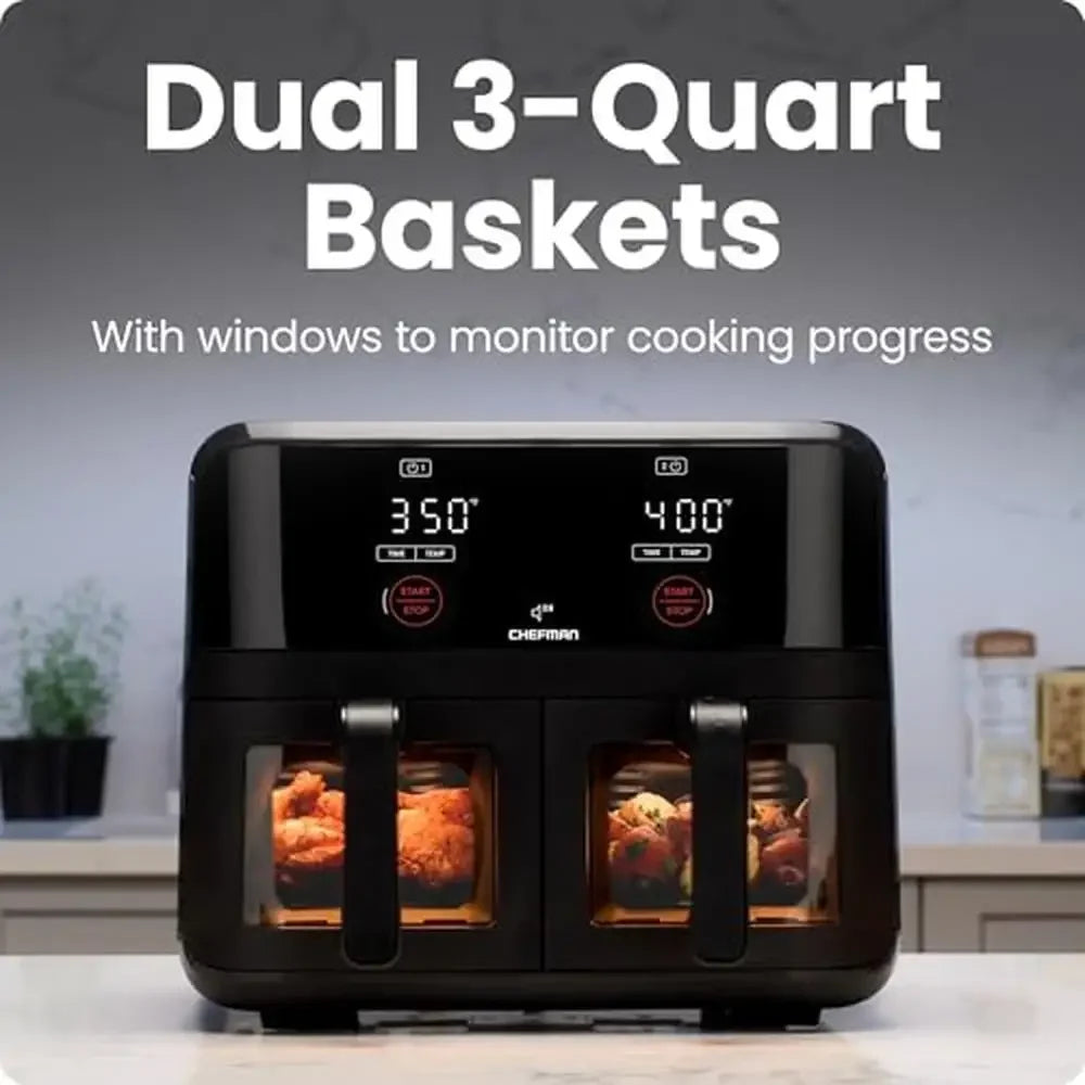 XMSJ Dual Zone Air Fryer With Sync Finish Viewing Windows