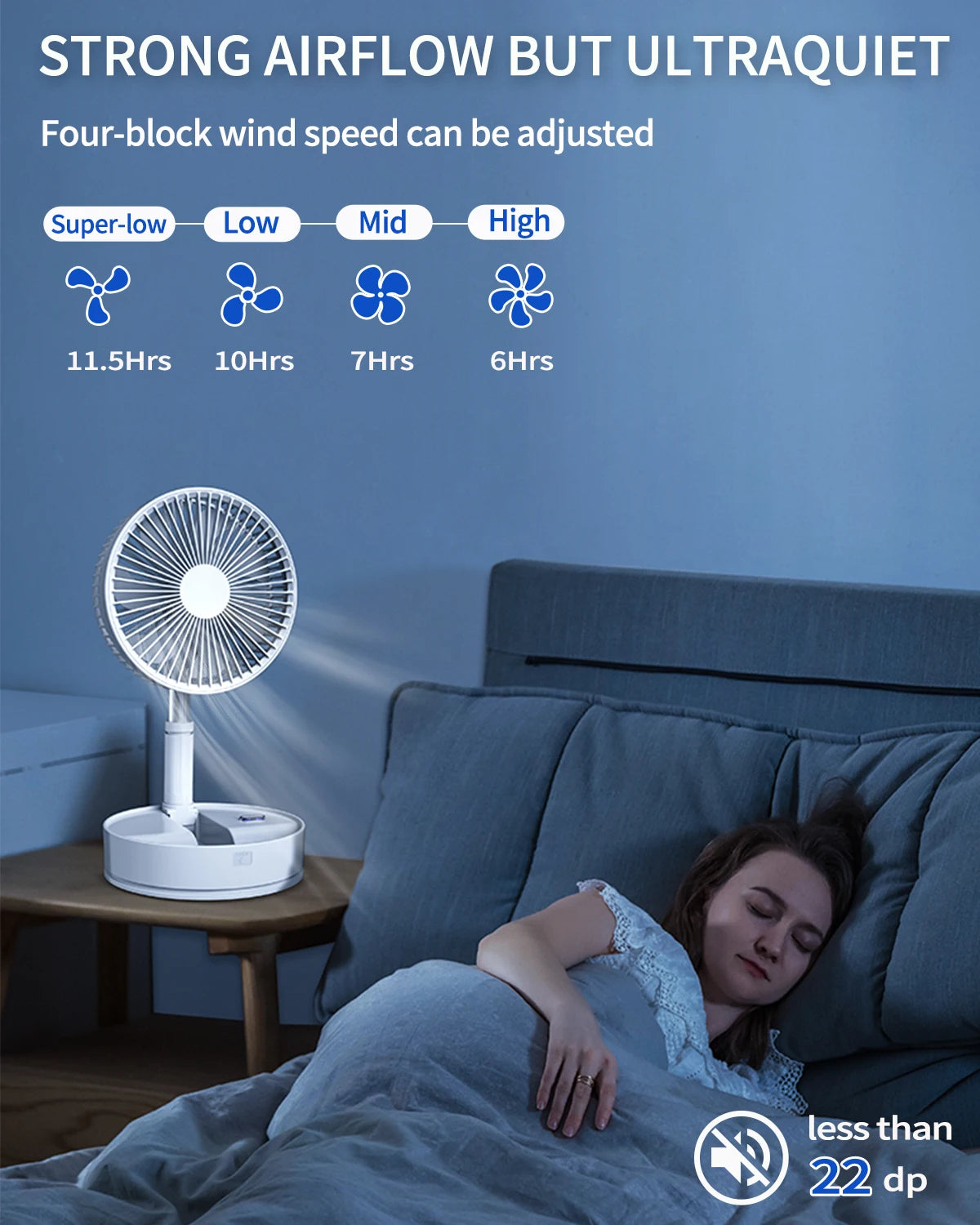 UNITEDTME Oscillating Foldaway Fan With Remote And Battery