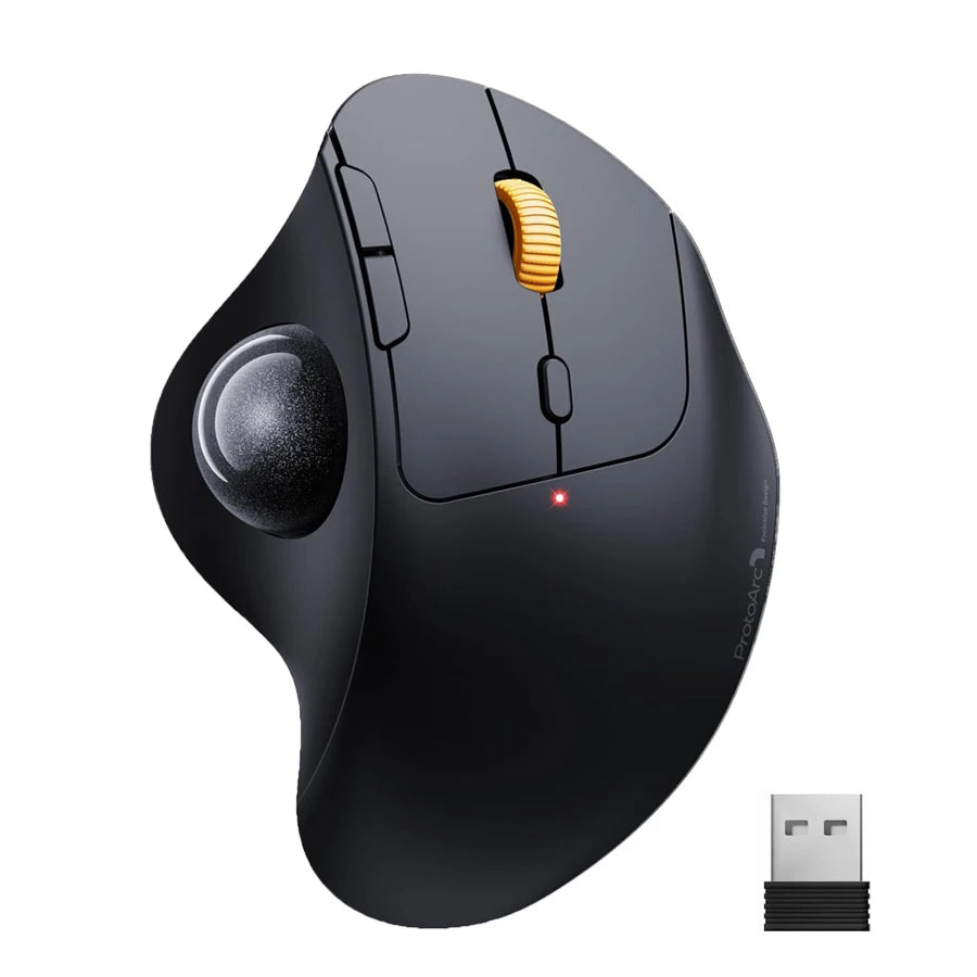 ProtoArc EM04 Trackball Mouse Wireless Rechargeable Ergonomic Vertical Bluetooth Mice for Computer PC iPad Mac Windows Android
