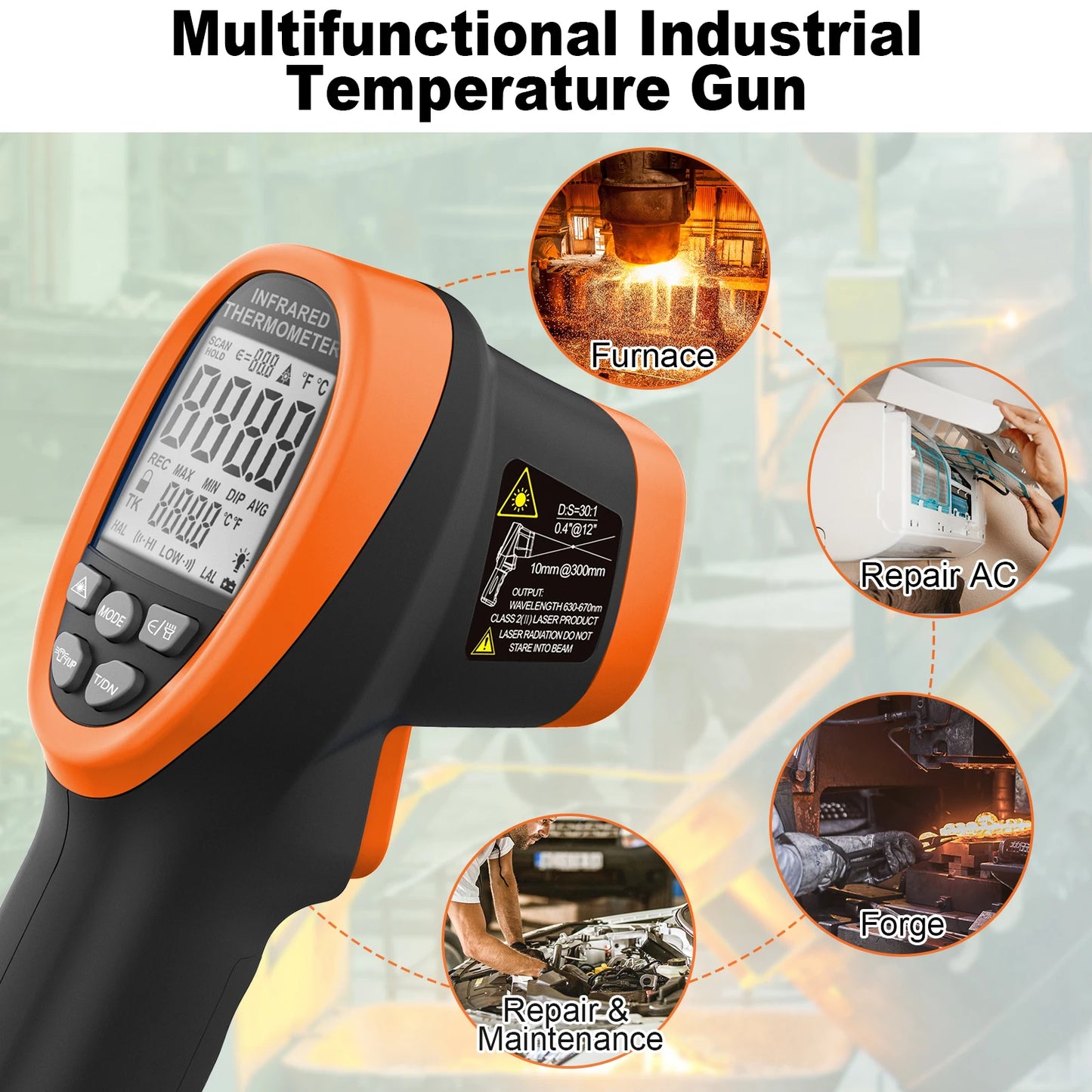 HoldPeak KE-1500 Infrared Laser Thermometer Gun For Temperature