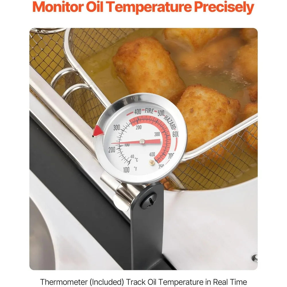 VEVOR Dual Tank Outdoor Propane Deep Fryer Stainless Steel With 3 Baskets