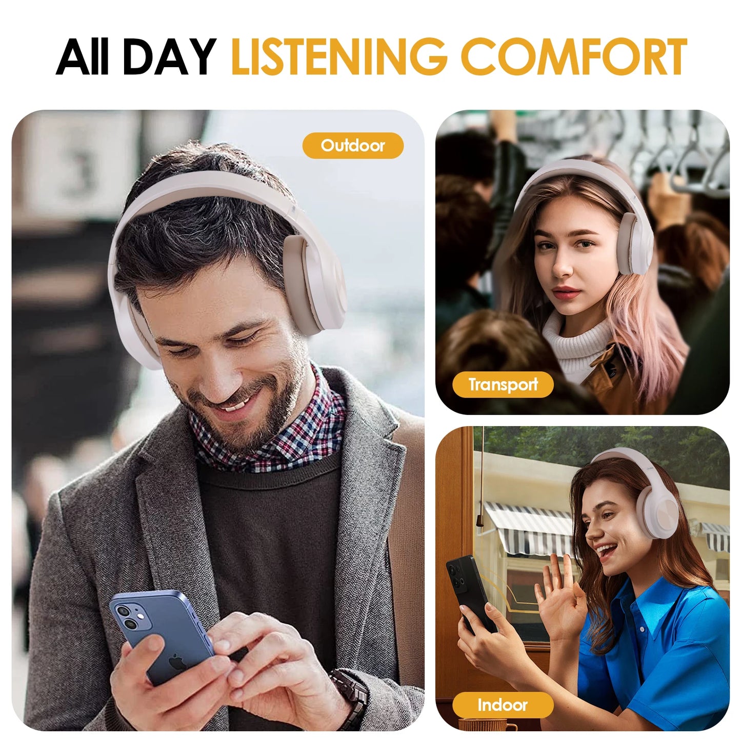 Siindoo JH923 Wireless Headphones Over Ear Bluetooth Mic