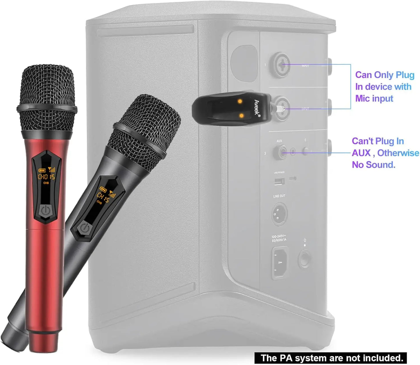 Aveek Wireless Karaoke Microphone 2.4GHz for PA Speaker System