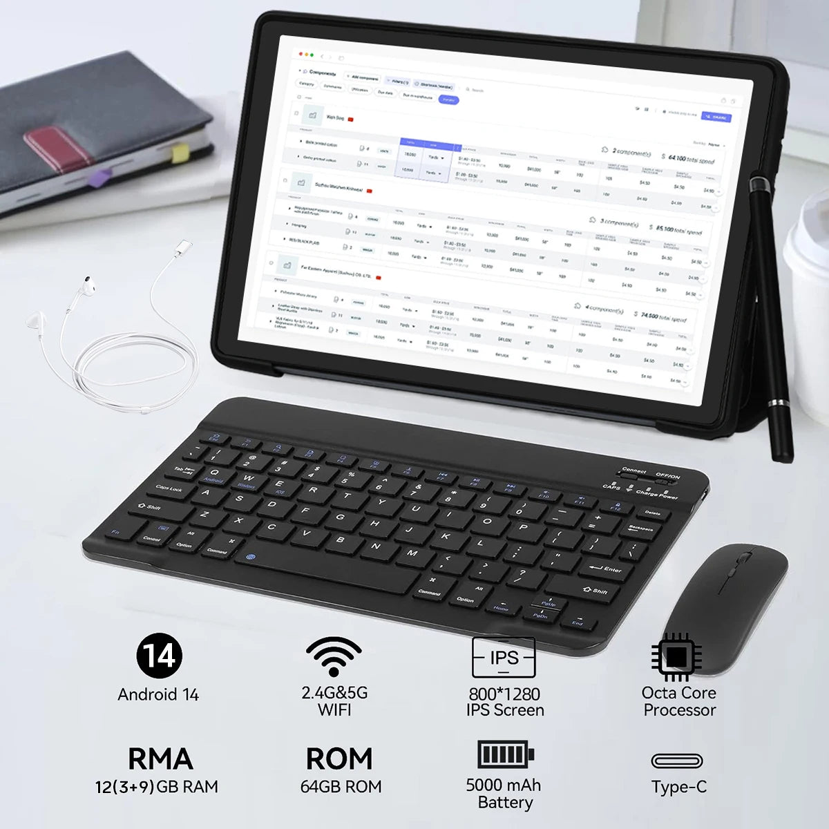 AEEZO-US Android 14 Tablet With 12GB RAM 64GB ROM 1TB
