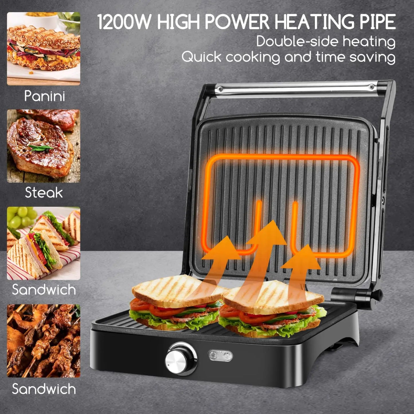 CACHOO Panini Press Grill and Griddle With Temperature Control