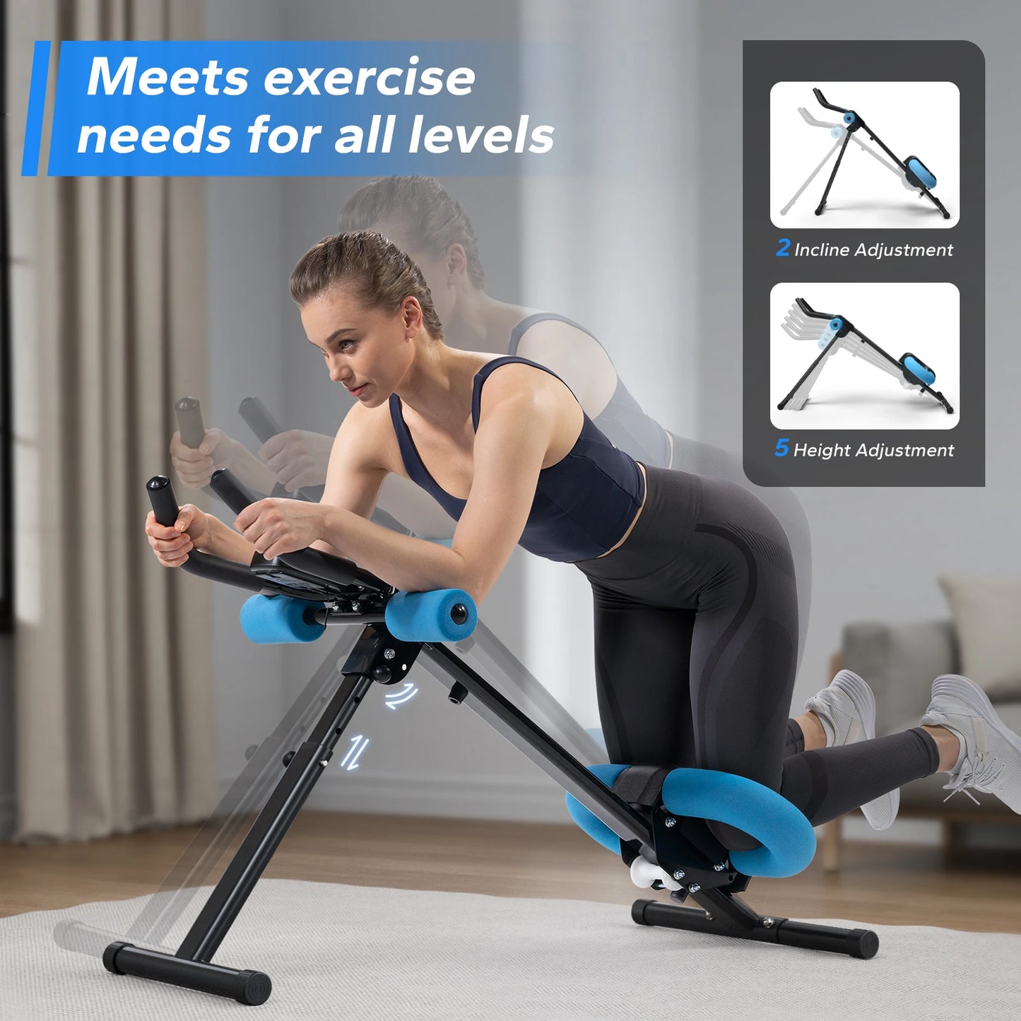 MERACH Abs Machine Adjustable Trainer Foldable For Core And Abs