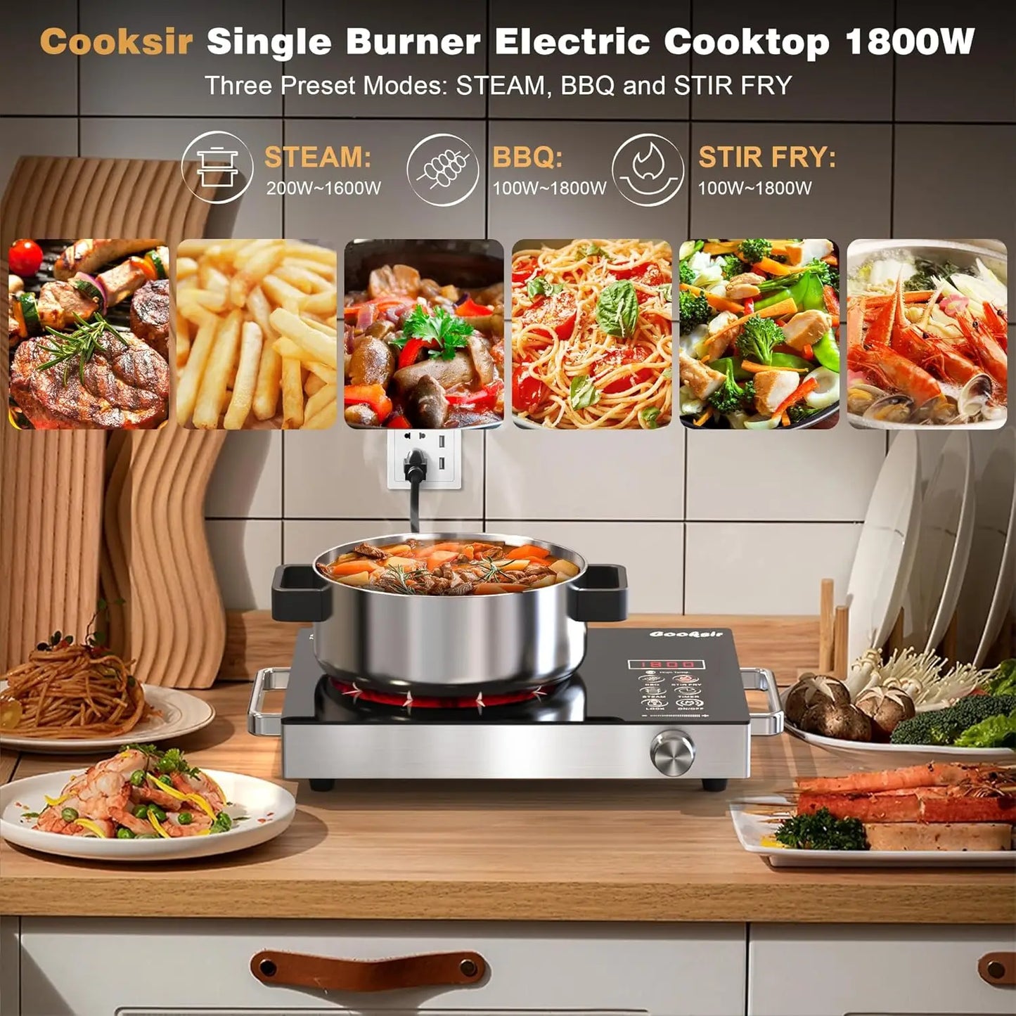Cooksir Single Burner Electric Cooktop 1800W Portable Stove