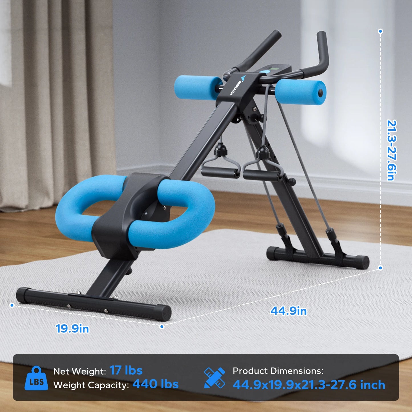 MERACH Abs Machine Adjustable Trainer Foldable For Core And Abs