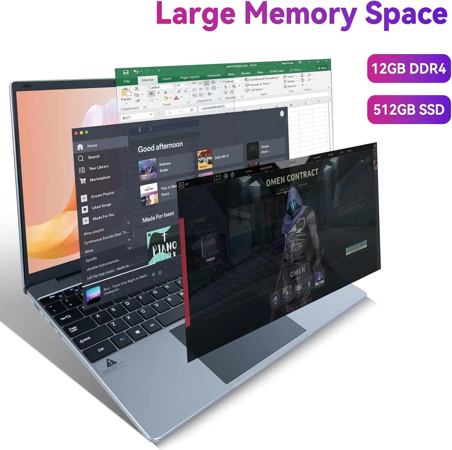 AEEZO Laptop Intel N5095 12GB DDR4 512GB SSD Windows 11