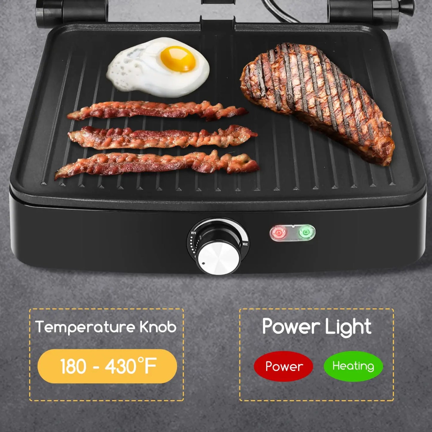 CACHOO Panini Press Grill and Griddle With Temperature Control