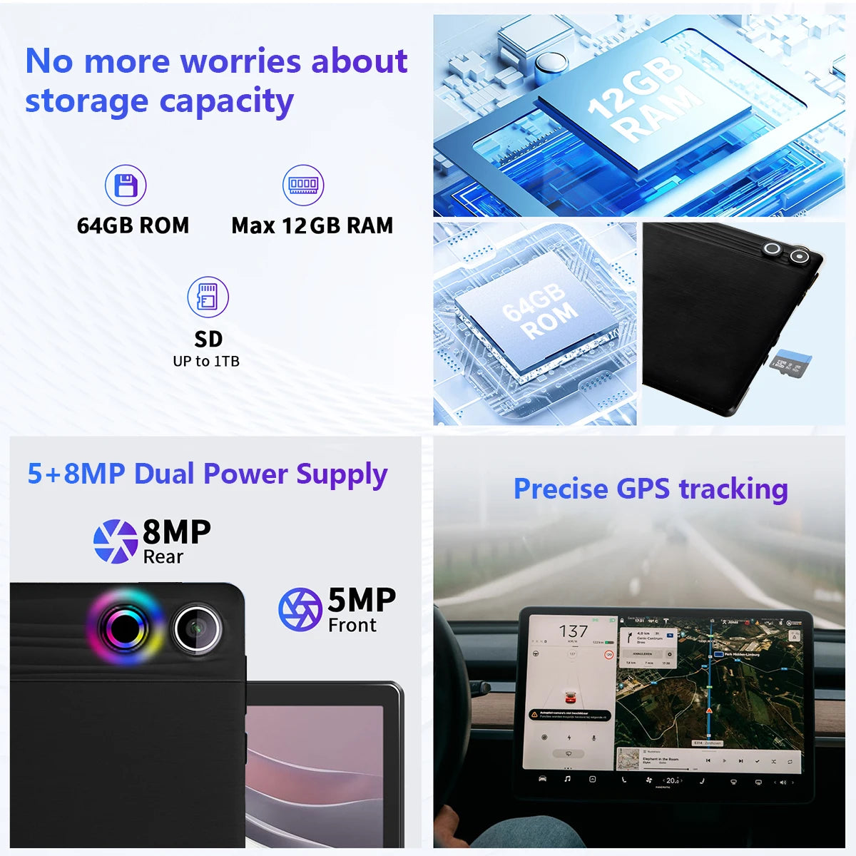 AEEZO-US Android 14 Tablet With 12GB RAM 64GB ROM 1TB