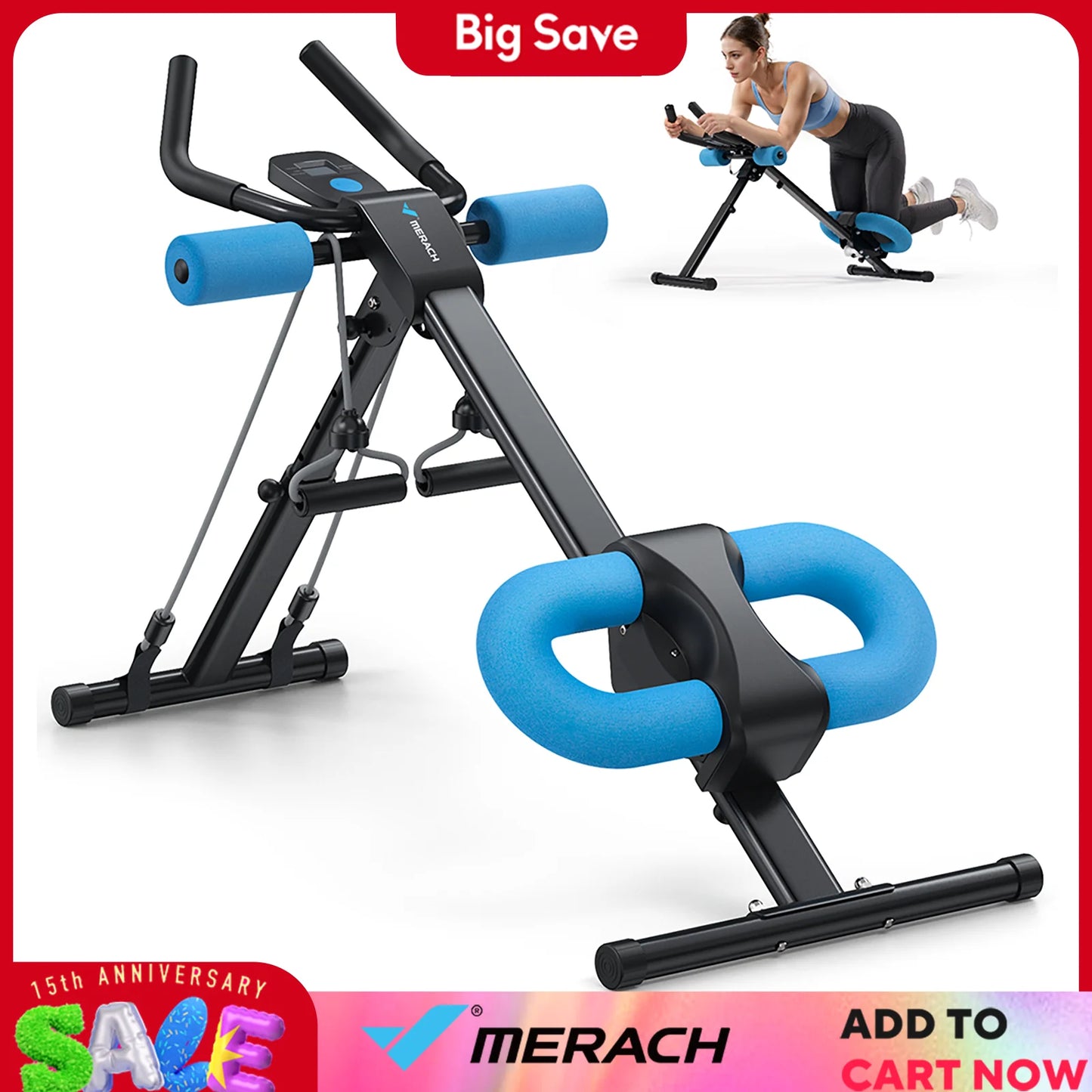 MERACH Abs Machine Adjustable Trainer Foldable For Core And Abs