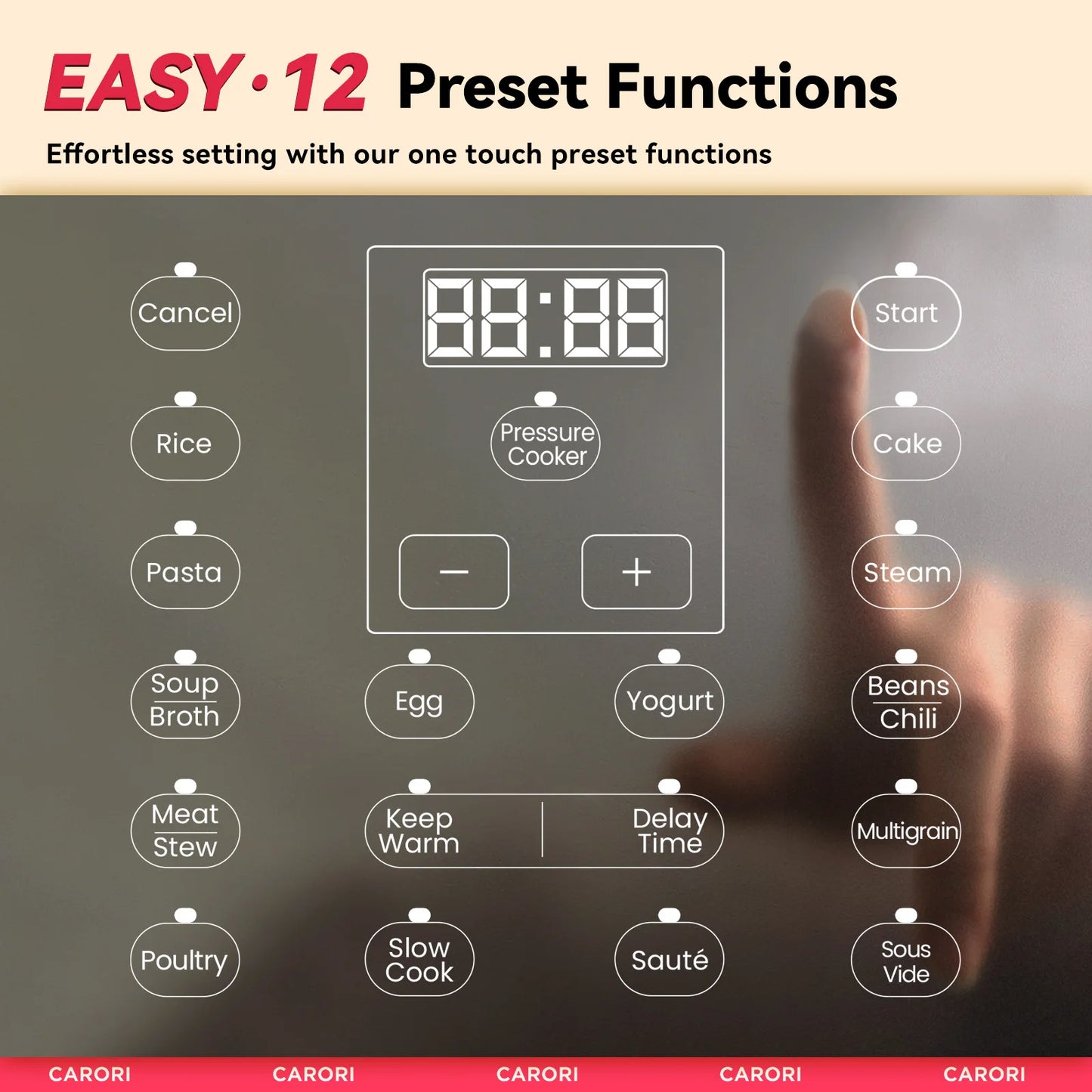 Carori 1200W 12In1 Electric Pressure Cooker Stainless Steel