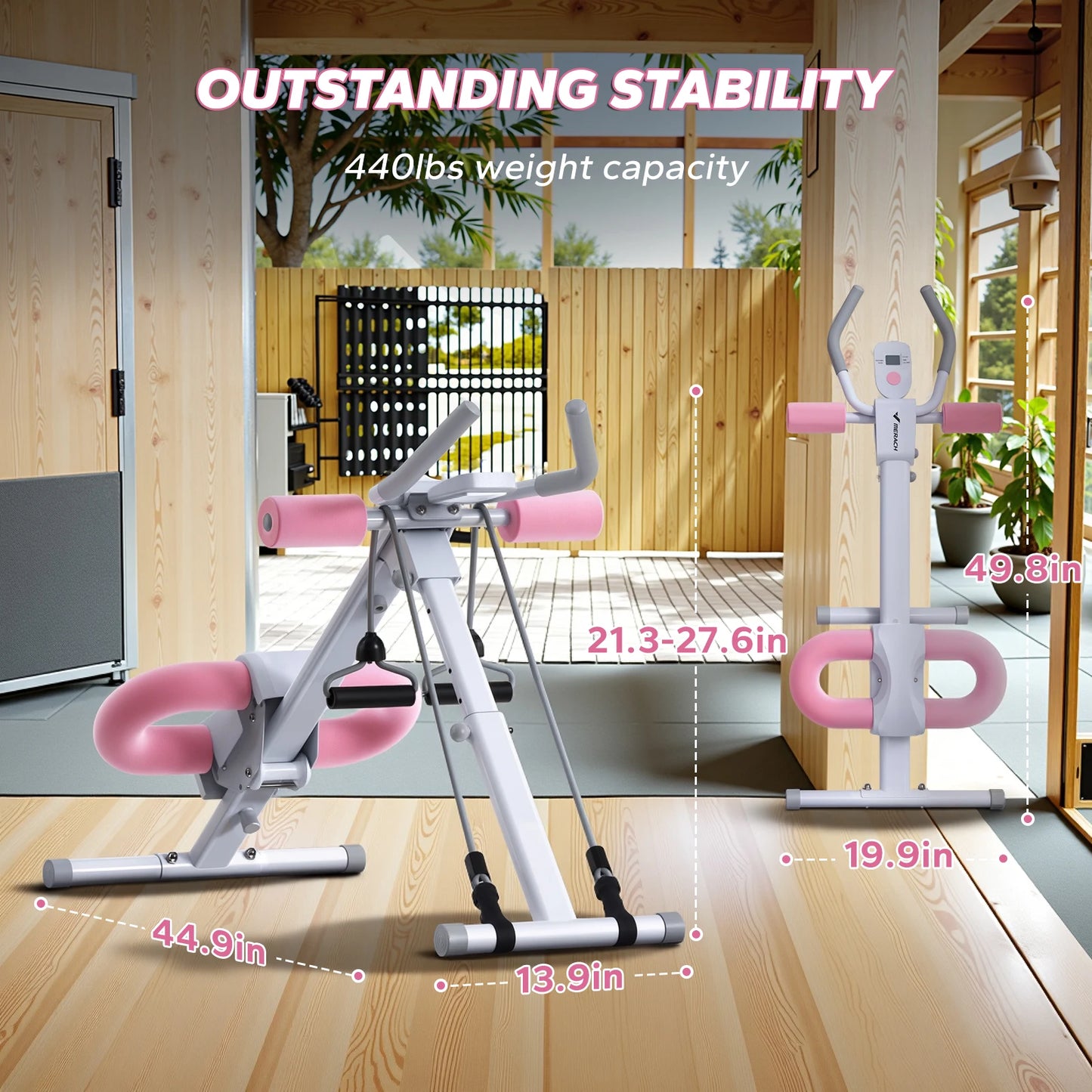 MERACH Abs Machine Adjustable Trainer Foldable For Core And Abs