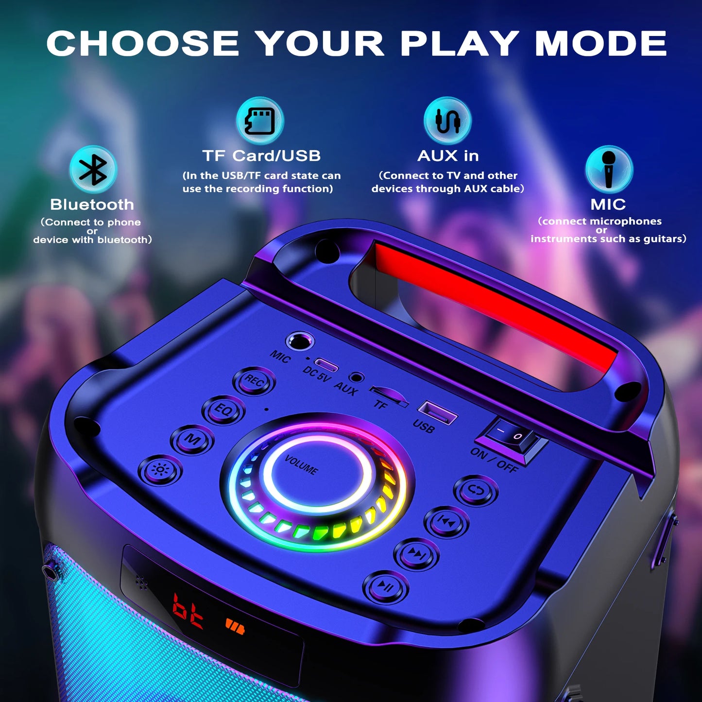 FanFun Wireless Bluetooth Karaoke Speaker With 2 Microphones