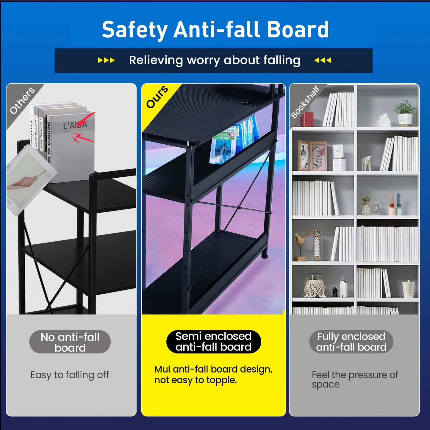L Shaped Gaming Desk With Drawers And Monitor Arm Carbon Fiber Finish For Home Office