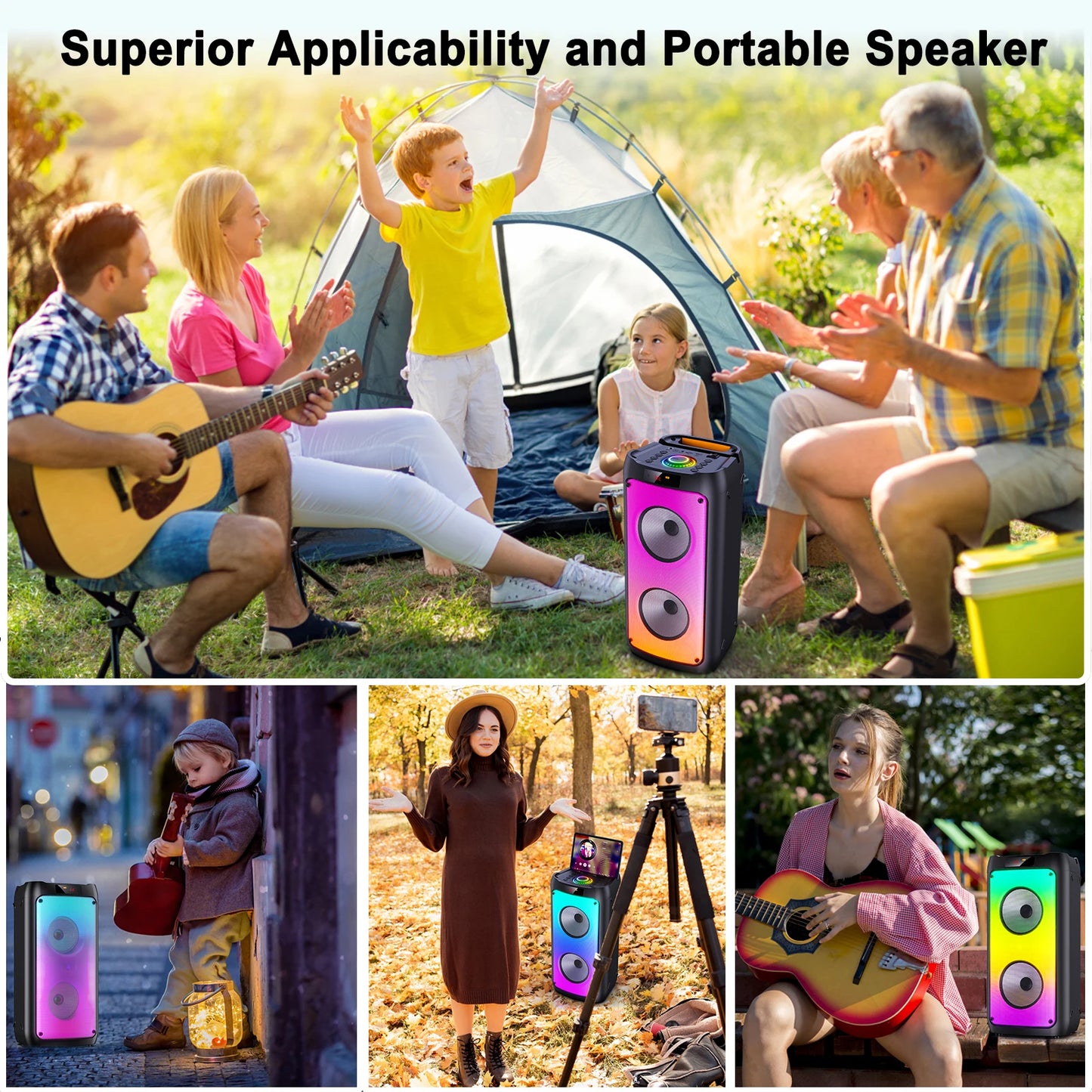 FanFun Wireless Bluetooth Karaoke Speaker With 2 Microphones