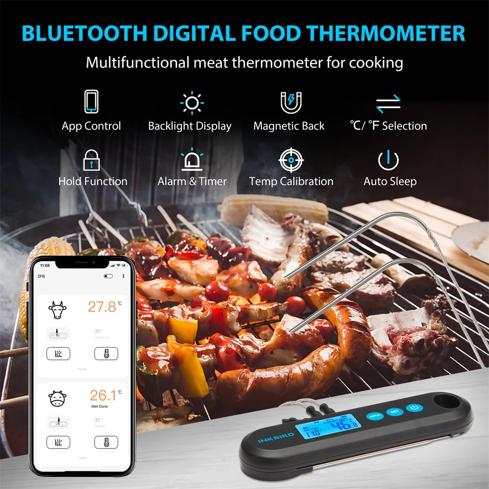 INKBIRD Digital Meat Thermometer IHT-2PB Bluetooth Probes