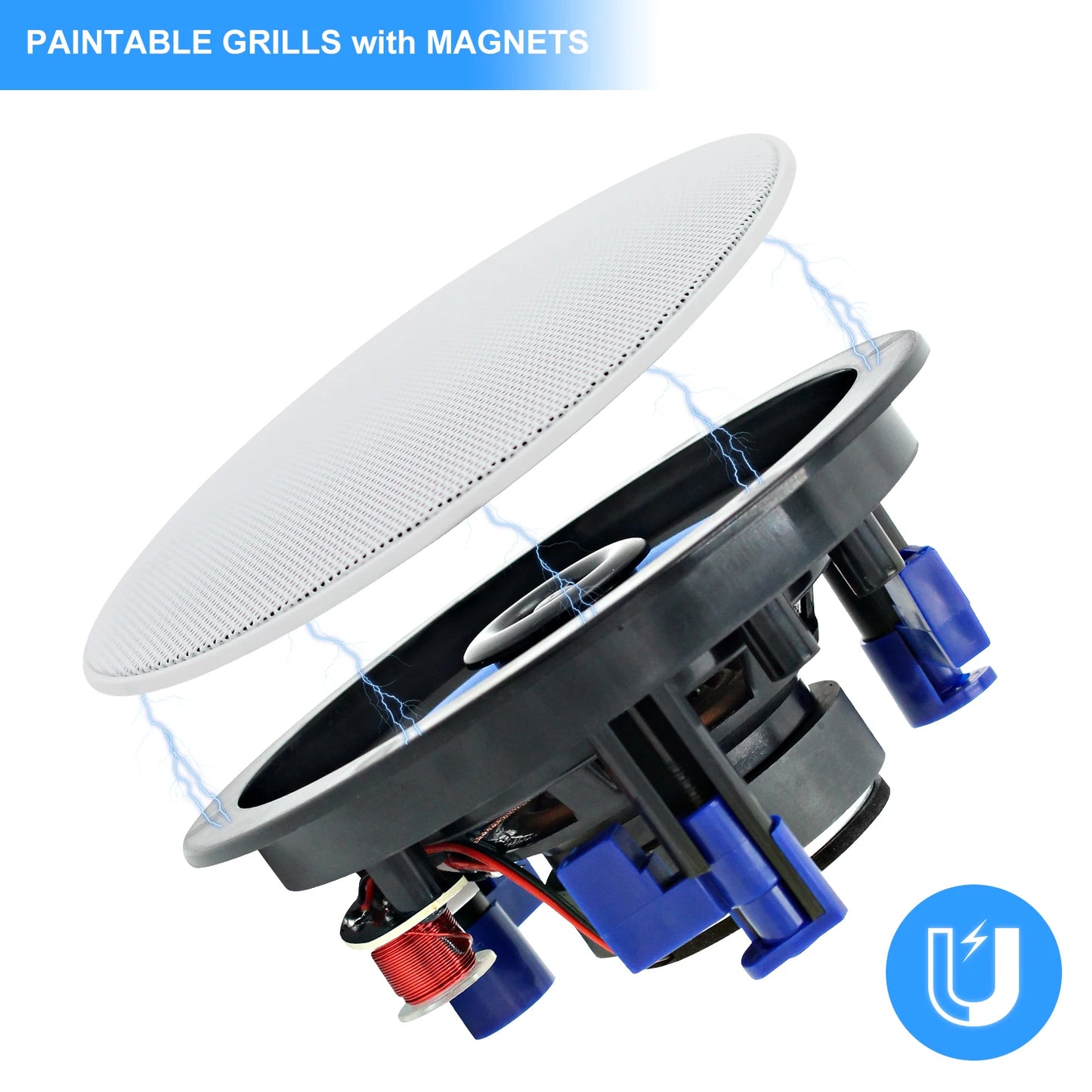 Herdio Flush Mount Ceiling Bluetooth Two Way Stereo Speaker