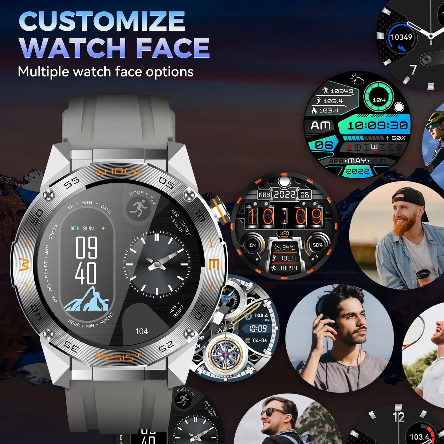 LaNikar Military Smartwatch For Men With Heart Rate SpO2