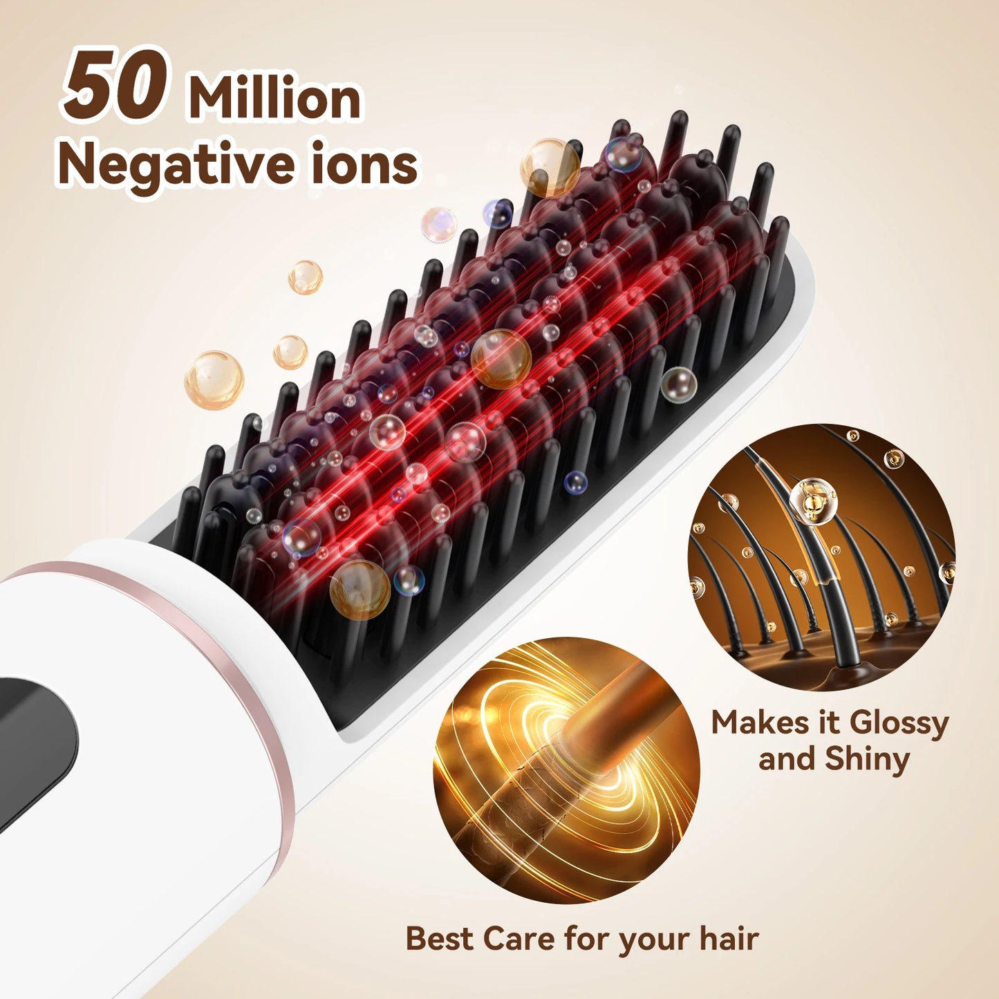 MAXGROOM Cordless Hair Straightener Brush Ionic Beard Comb