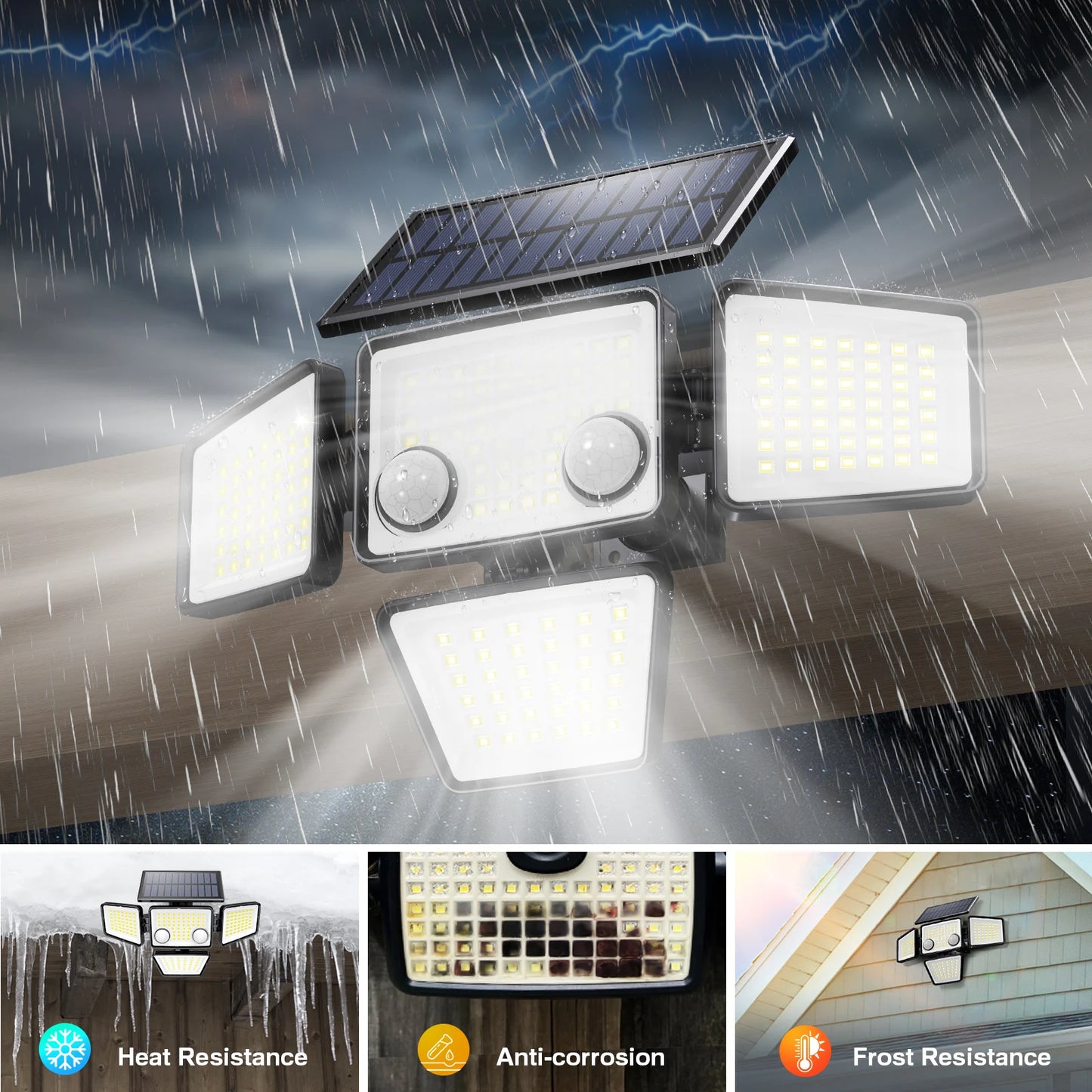 SZRSTH Solar Outdoor Lights 3000LM LED Motion Sensor Flood Security