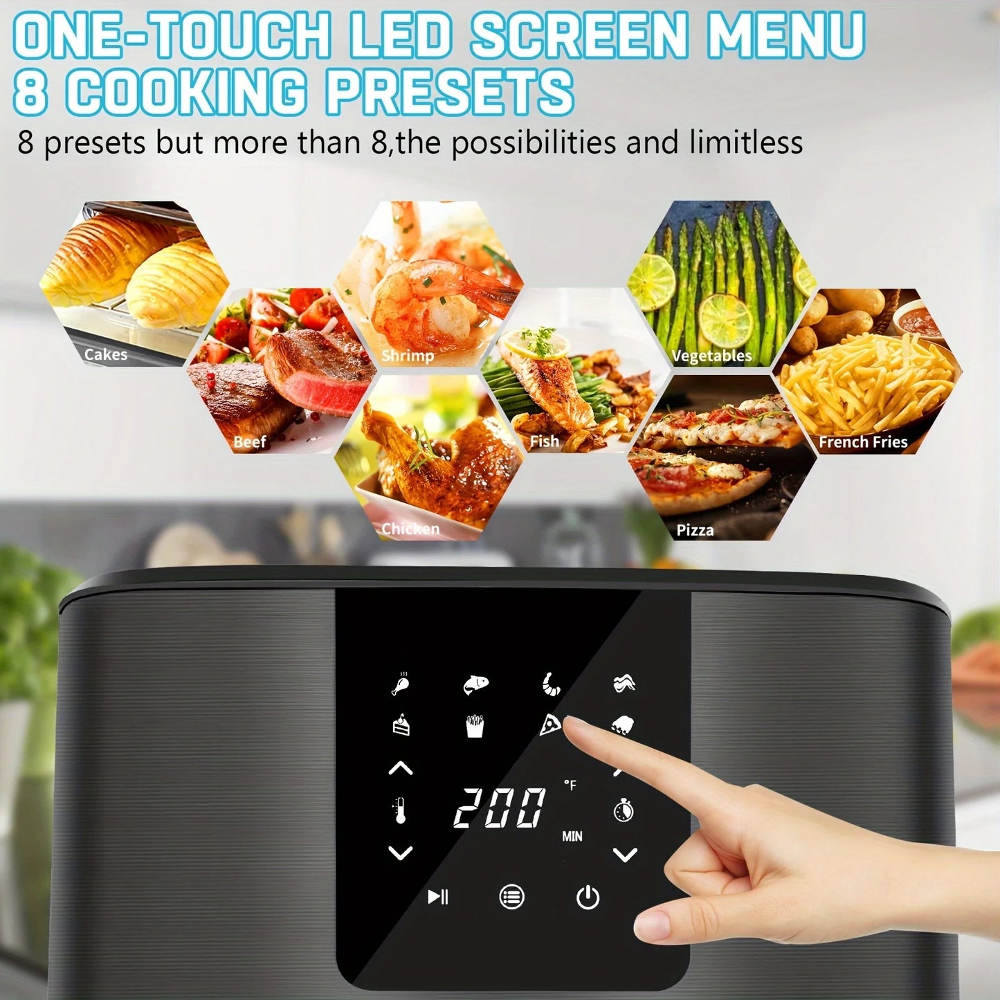 KitCook Air Fryer 1500W With Adjustable Temperature And Presets