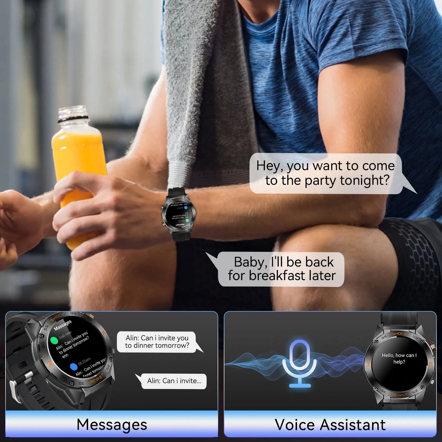 LaNikar Military Smartwatch For Men With Heart Rate SpO2