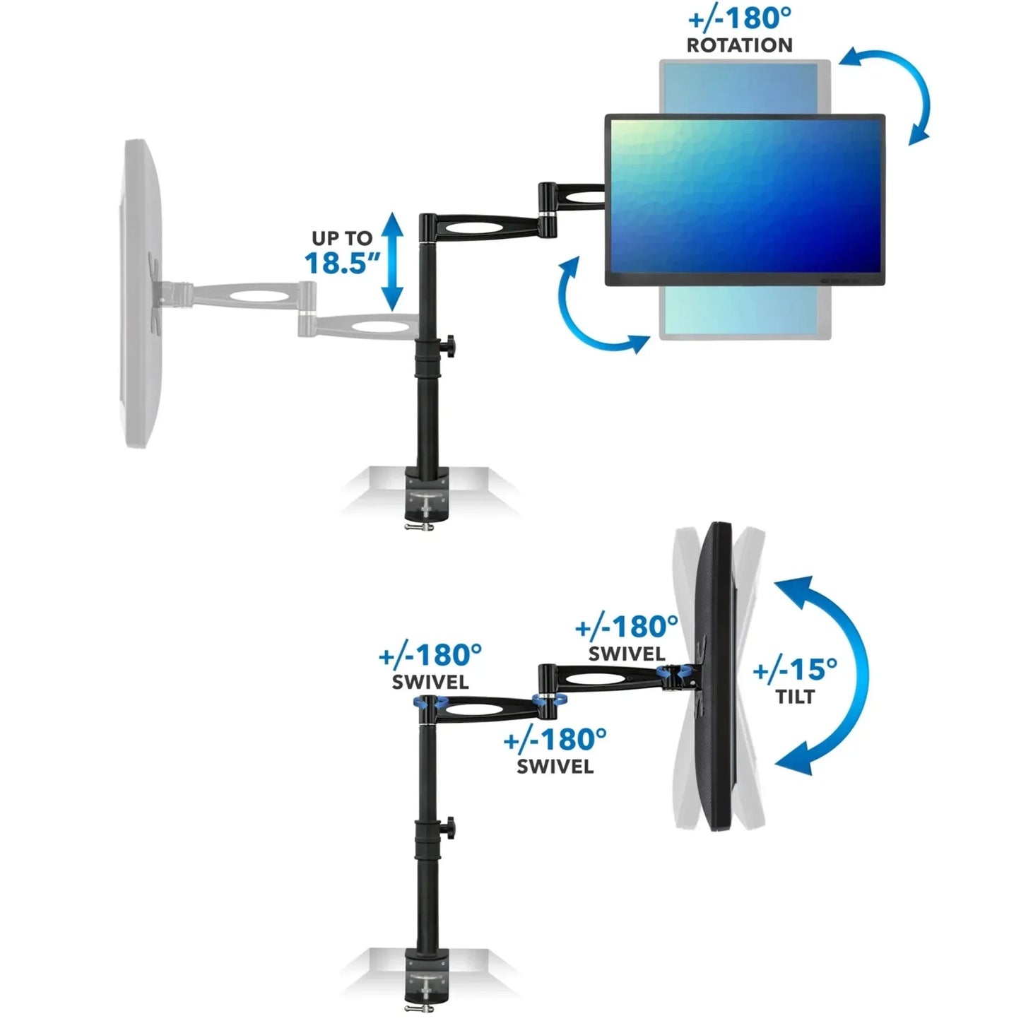 Full Motion Single Monitor Desk Mount Arm