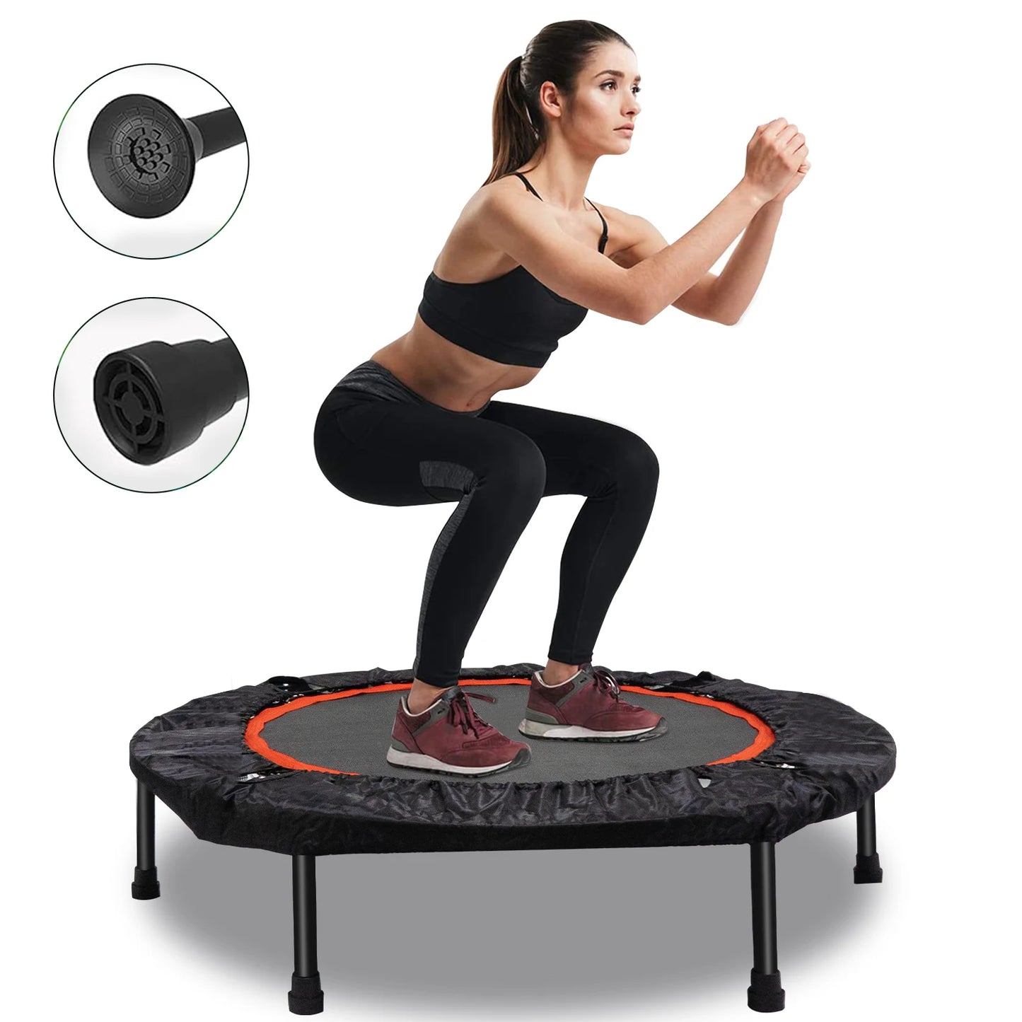 Hign-concerned Folding Trampoline For Indoor Fitness With Handle