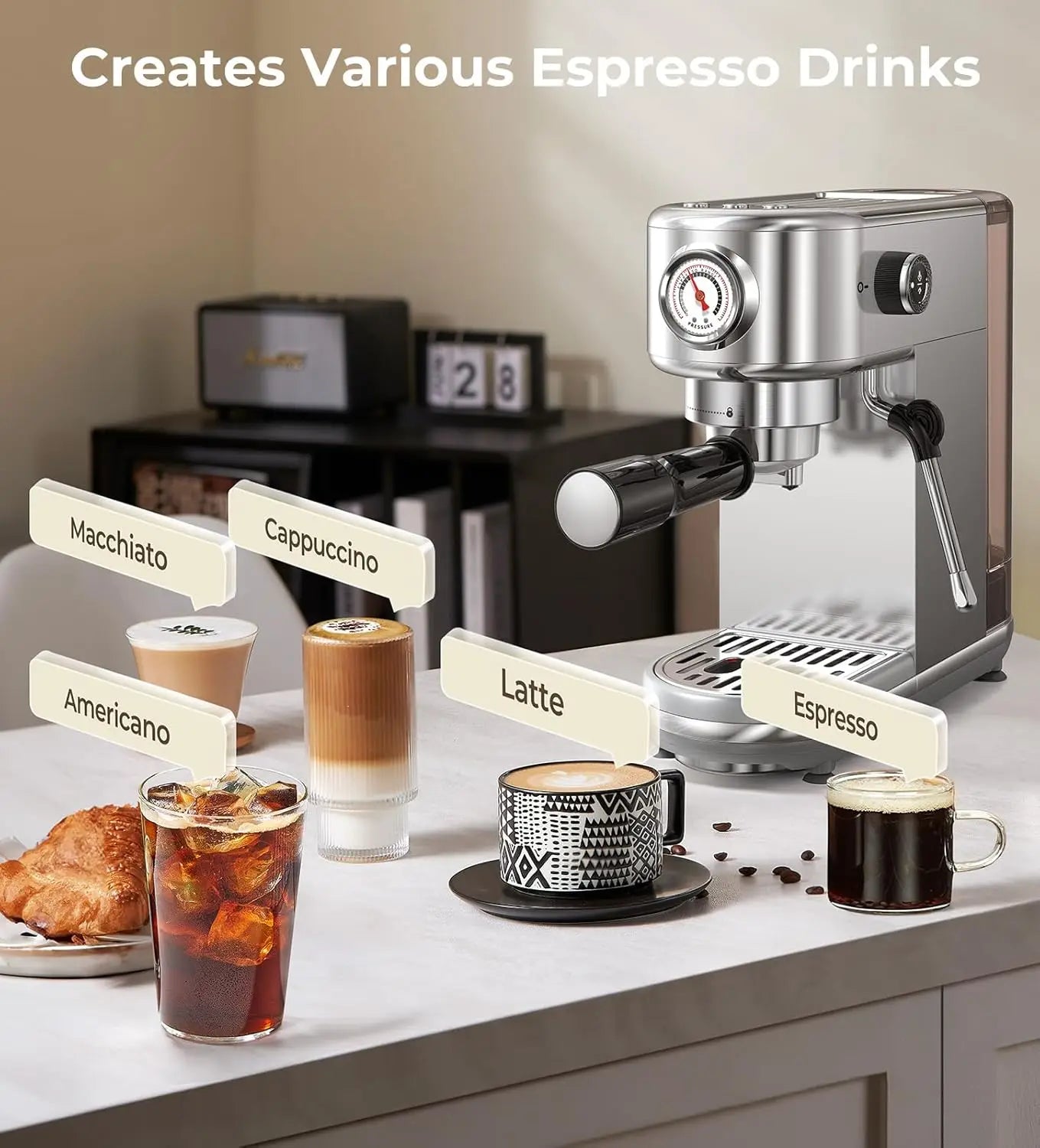 Espresso Machine With Milk Frother 20 Bar High Pressure