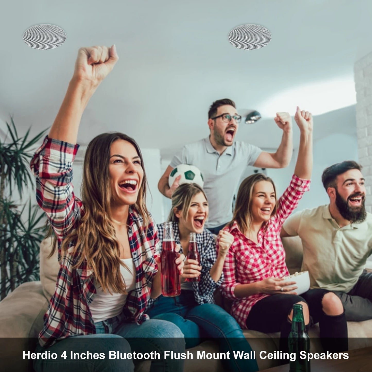 Herdio Flush Mount Ceiling Bluetooth Two Way Stereo Speaker