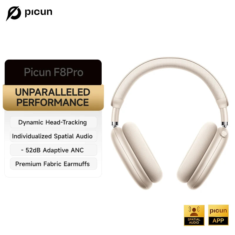 Picun F8 Pro ANC Headphones Head Tracking 3D Spatial Audio