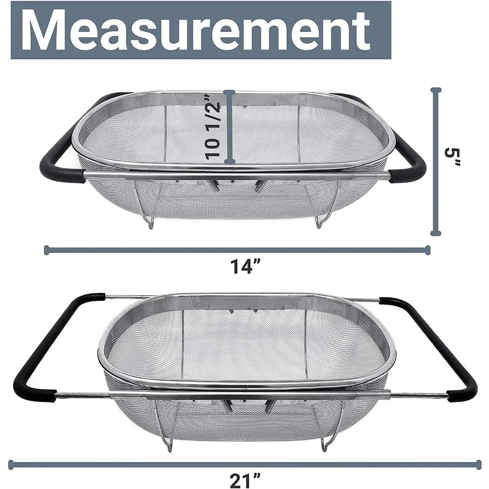 Hign-concerned Stainless Steel Over Sink Colander Basket