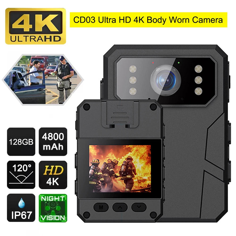 Built In 4K Body Worn Camera Mini Law Enforcement Recorder