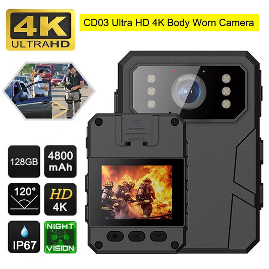 Built In 4K Body Worn Camera Mini Law Enforcement Recorder