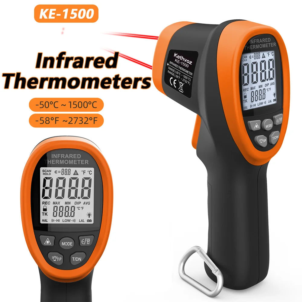 HoldPeak KE-1500 Infrared Laser Thermometer Gun For Temperature