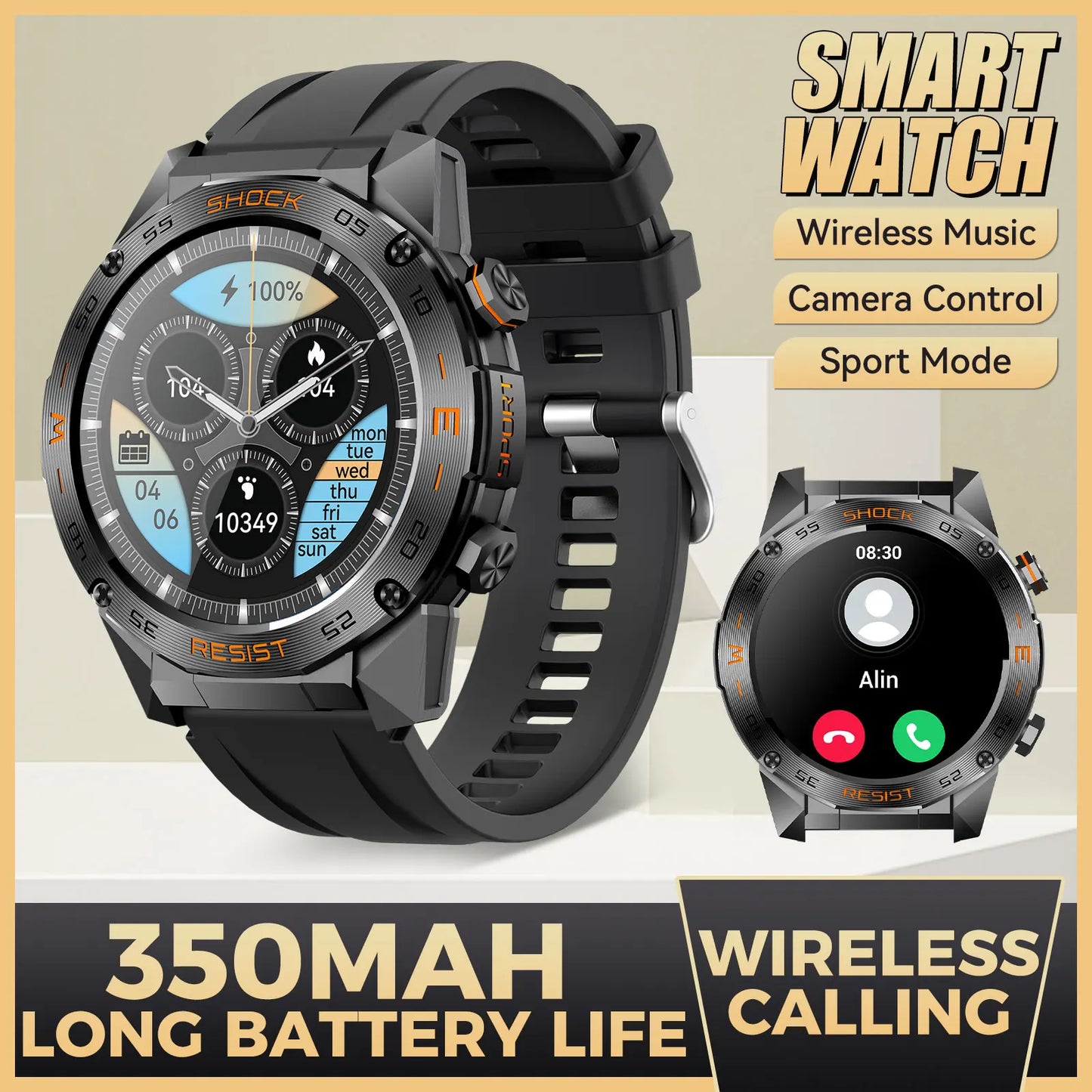 LaNikar Military Smartwatch For Men With Heart Rate SpO2