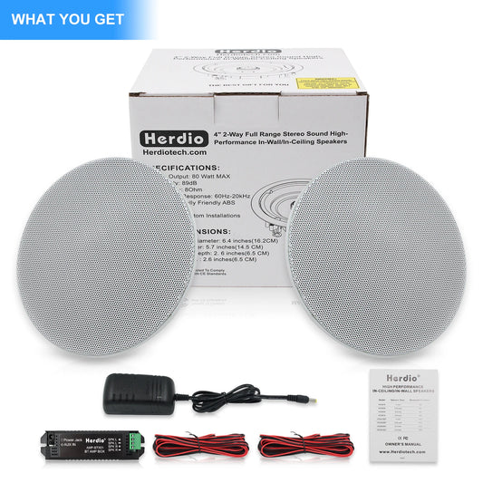 Herdio Flush Mount Ceiling Bluetooth Two Way Stereo Speaker