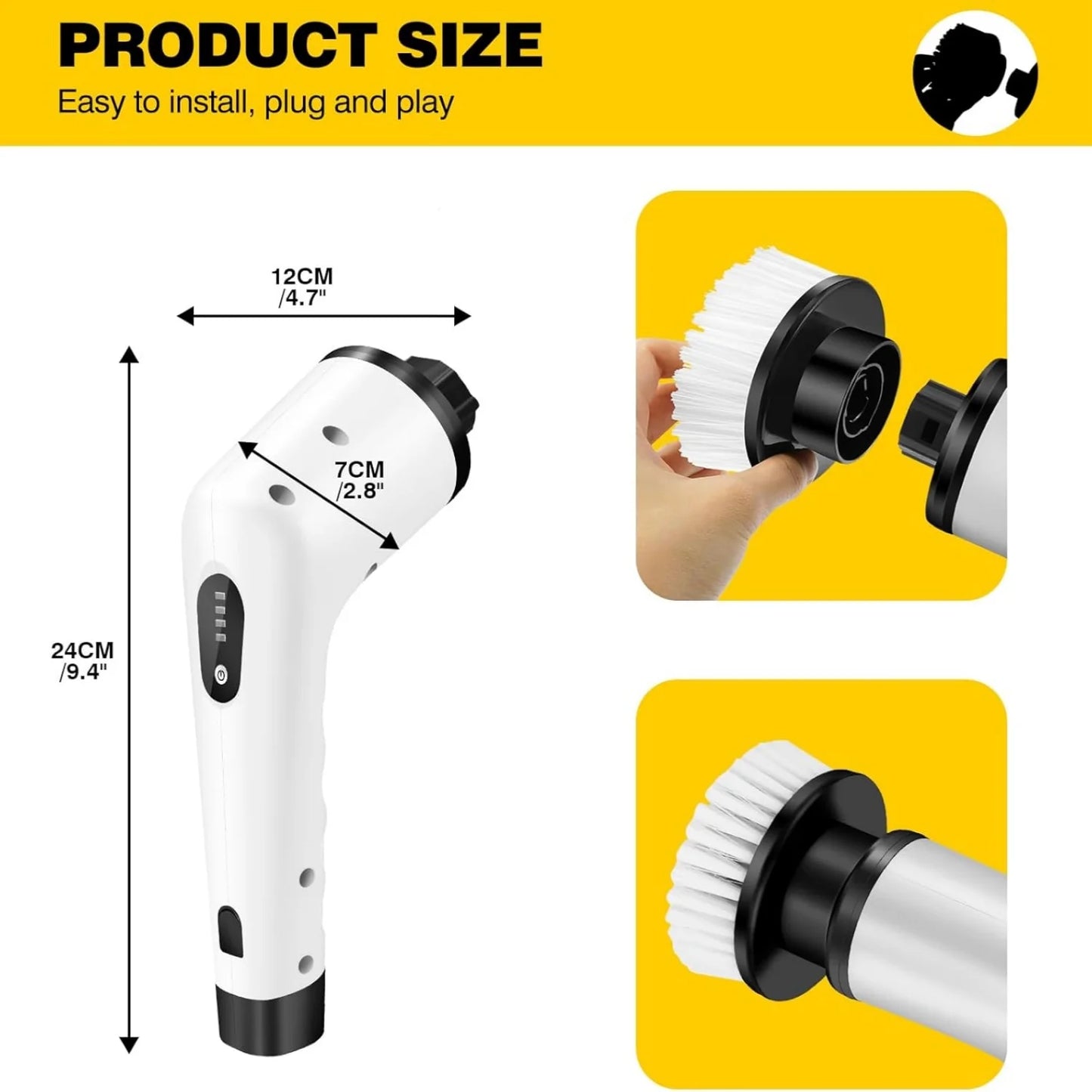 BRIEFNESS Electric Cleaning Brush Spin Scrubber 3 in 1 Cordless Cleaning Brush Handheld Compact Cleaning Tool