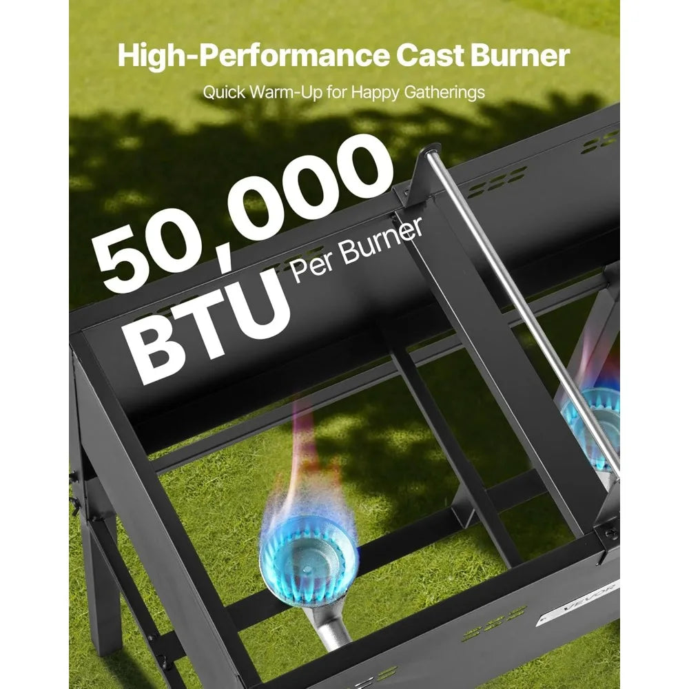 VEVOR Dual Tank Outdoor Propane Deep Fryer Stainless Steel With 3 Baskets