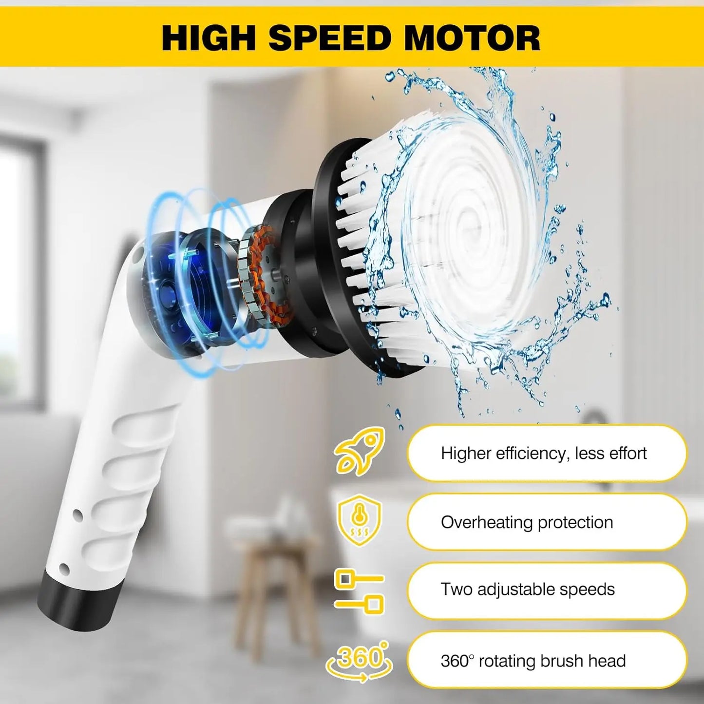 BRIEFNESS Electric Cleaning Brush Spin Scrubber 3 in 1 Cordless Cleaning Brush Handheld Compact Cleaning Tool