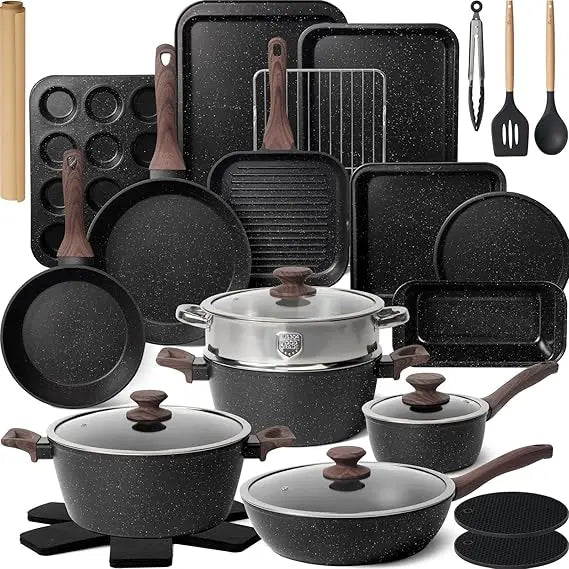 Iosn Nonstick Pots And Pans Cookware Set With Grill Pan
